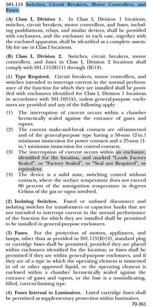 NEC Article 501